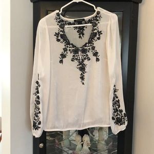Embroidered White House Black Market Blouse